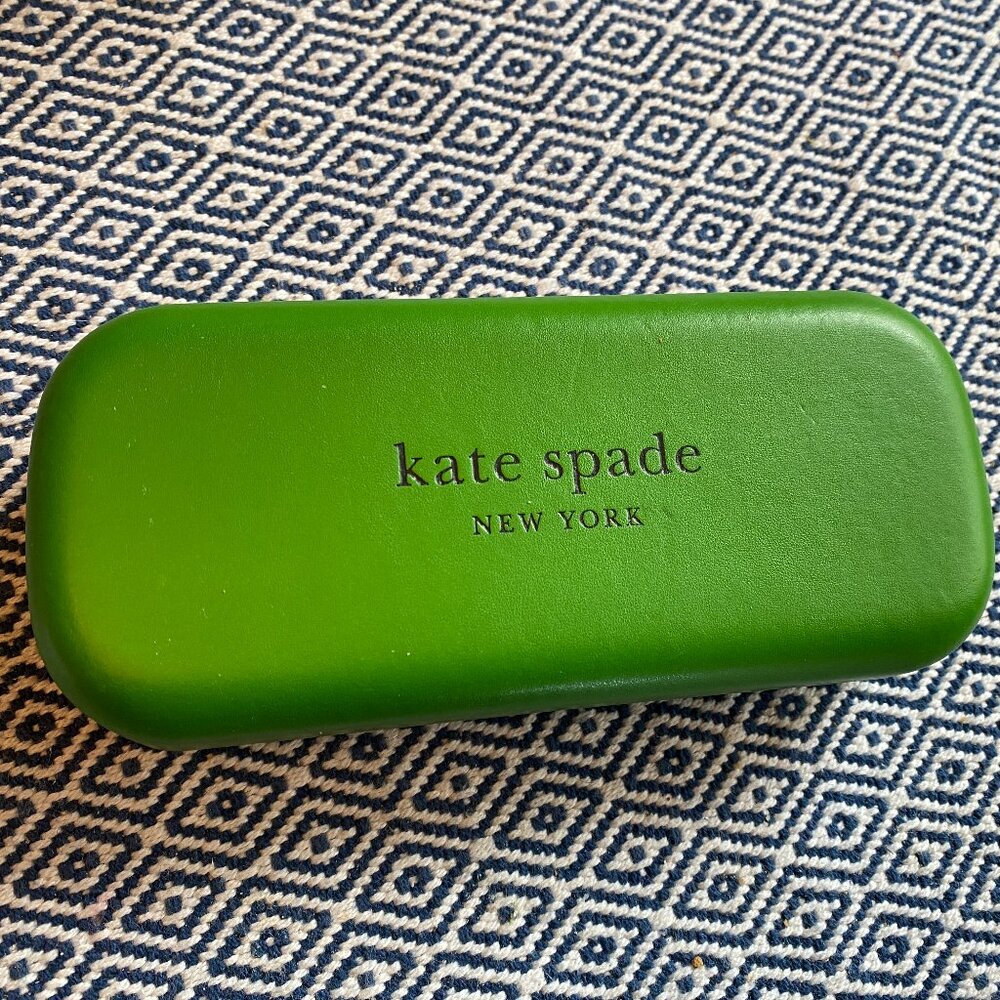 Kate Spade EyeGlass Case Green/Blk So Happy to See You, Good Pre-owned Condition